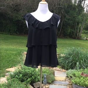 Sleeveless Black Ruffled Top